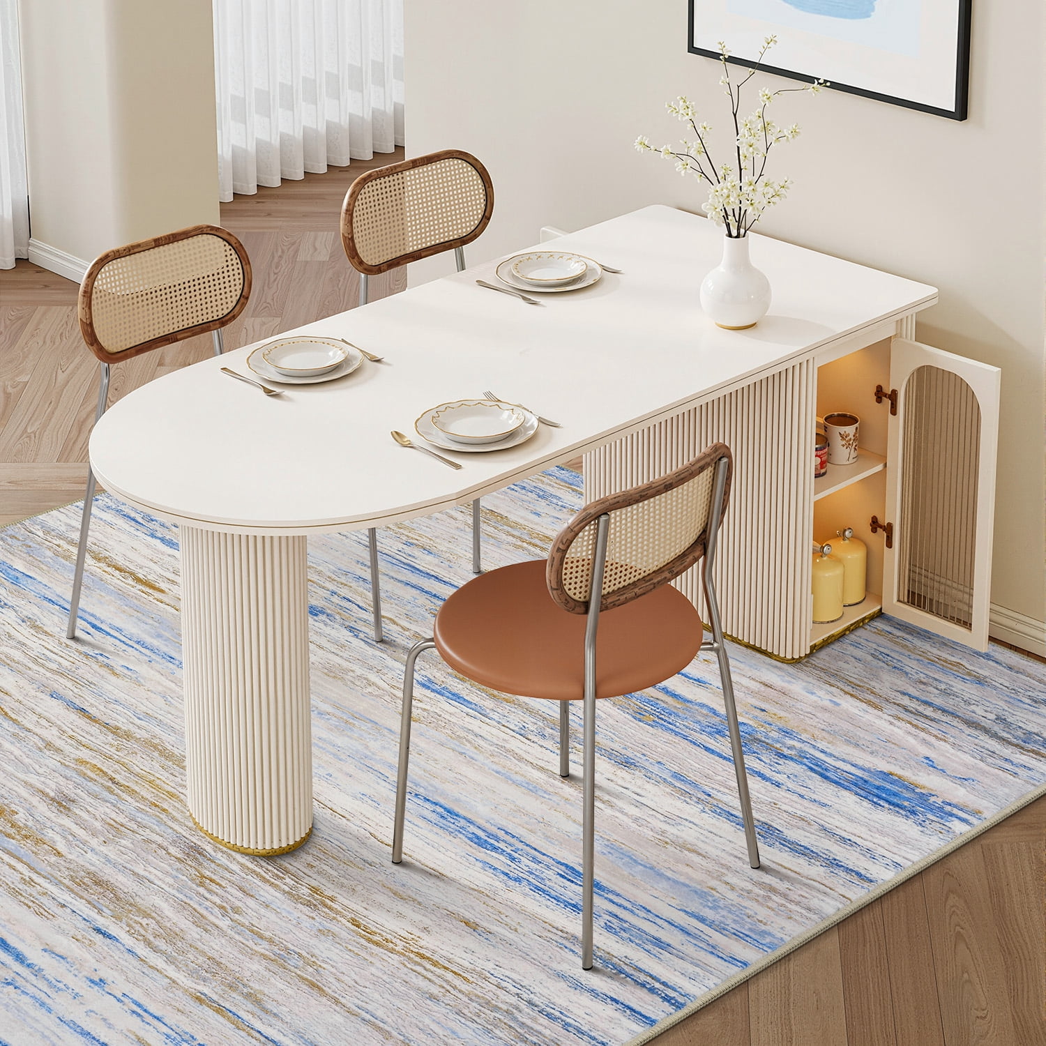 VUNATE 8'x10' Area Rugs for Living Room Abstract Washable Modern Carpet Non Slip Soft Indoor Throw Rug for Bedroom Dining Room Blue