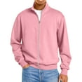 thumbnail image 2 of Men's Full Zip Up Casual T-Shirt Long Sleeve Loose Fit Cardigan Tops for Autumn Winter Fashion Christmas Holiday,Light pink,XL, 2 of 6