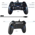 thumbnail image 5 of Gamepad con cable azul para PS-4, controlador de juegos con cable para Play-Station4/Pro/Slim/PC, con doble vibración, agarre antideslizante y cable USB, 5 of 5