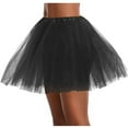 thumbnail image 2 of Ousvtion Tutu Skirt Women's Teens Classic Elastic Waist Tulle Dress Layered Ballet Skirts Bubble Puff Non See-Through Dresses Clearance,Black,One size, 2 of 4