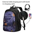 thumbnail image 2 of Easygdp Mystery House Halloween Night Mochila para Laptop de Viaje con Puerto USB, Mochila para Laptop con Puerto de Carga USB para Mujeres y Hombres, 2 of 7