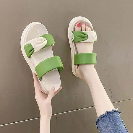 

Akiihool Sandals for Women Dressy Summer Womens Shoe Flat Braided & Rhinestone Comfortable Slingback Sandal (Green 8)