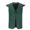 thumbnail image 2 of lkfuzj Men Stripe Fashion Retro Have Pockets Single-breasted V-neck Tanks Tops Blouse Trendy Men's Vest Tops Cool 2024 GentleMen's Vest Tops -Green, 2 of 4