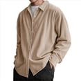 thumbnail image 2 of Camisa de para Hombre, de Larga, con Solapa y Botones, Informal, Antiarrugas, para Trabajo Caqui 4XL, 2 of 5