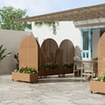 thumbnail image 3 of MAYEERTY 47*16*71"Outdoor Brown Metal Planter with Arch Louvered Climbing Trellis, Drainage hole & Wheels, 3 of 9