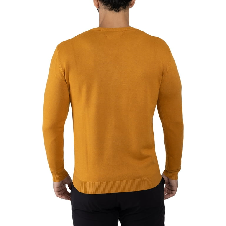 X RAY JEANS Mens Basic V-Neck Sweater Pullover, Mustard, 3XL