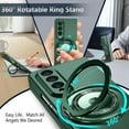 thumbnail image 3 of Magnetic Case for Samsung Galaxy Z Fold 4 Case with Kickstand & Ring Holder, [Compatible with MagSafe Charging] Slim Ultra PC Back Scratch-Resistant Military Grade Shockproof Case, Green, 3 of 14