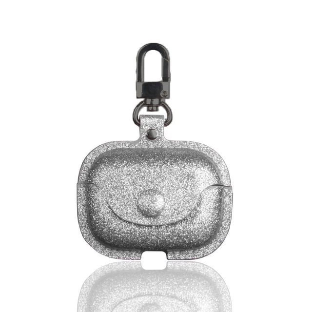 Estuche de cuero para Airpods Pro 2019, Glitter Bling Sequin Sparkle Estuche lindo de PU Estuche protector a prueba de golpes Skin Slim Metal Broche Llavero Mosquetón - Plateado Sailing Electrónica