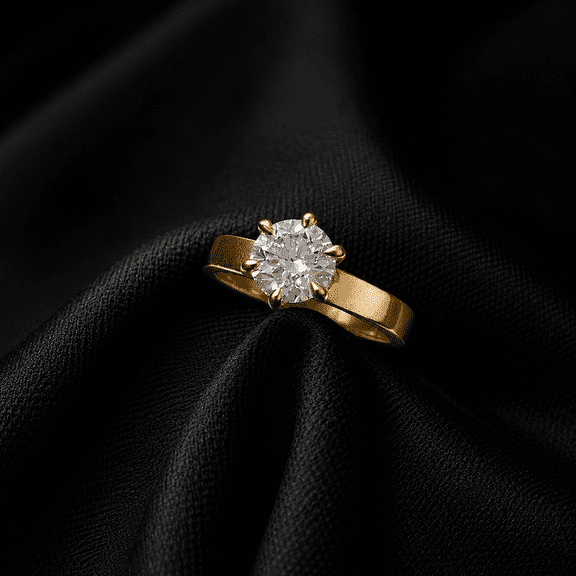 Diiro 14K Vermeil Yellow Gold Wedding Ring Six Prong Moissanite Women Anniversary Ring Brilliant Round Shape Diamond Engagement Forever Ring