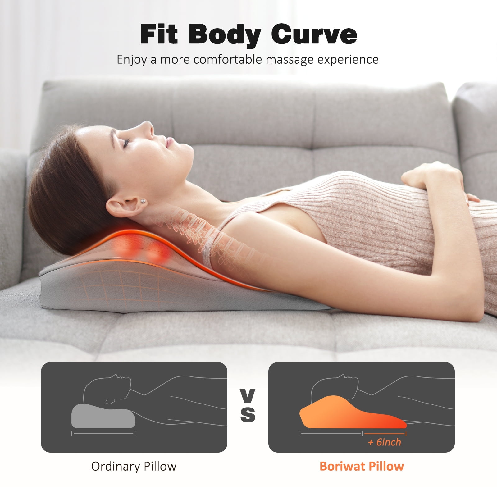 Boriwat Back and Neck Massager with Heat, 3D Deep Tissue Kneading, Shiatsu Back Massage Pillow for Mother's Day & Father's Day