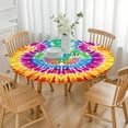 thumbnail image 3 of Colorful Rainbow Tie Dye Spiral Pattern Round Fitted Tablecloth with Elastic Edge,Dining Table Cover Waterproof,Outdoor Round Tablecloth for Camping,Dining,Indoor and Outdoor, 3 of 7