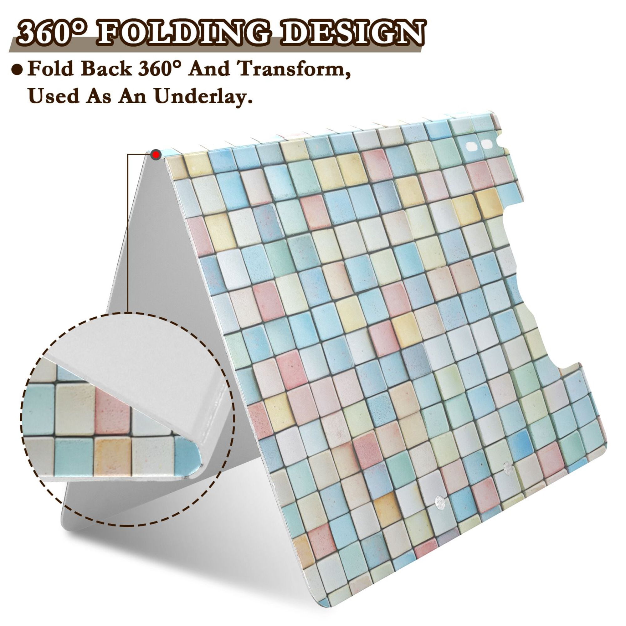 FORMRS A4 Clipboard Folder with Pen Holder Horizontal Foldable School Office Binder, Small Pastel Pattern
