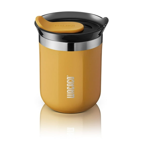WACACO Octaroma Classico Vacuum Insulated Coffee Mug 6 oz, Double-wall Stainless Steel Travel Tumbler With Drinking Lid, 6 fl oz (180ml), Amber Yellow