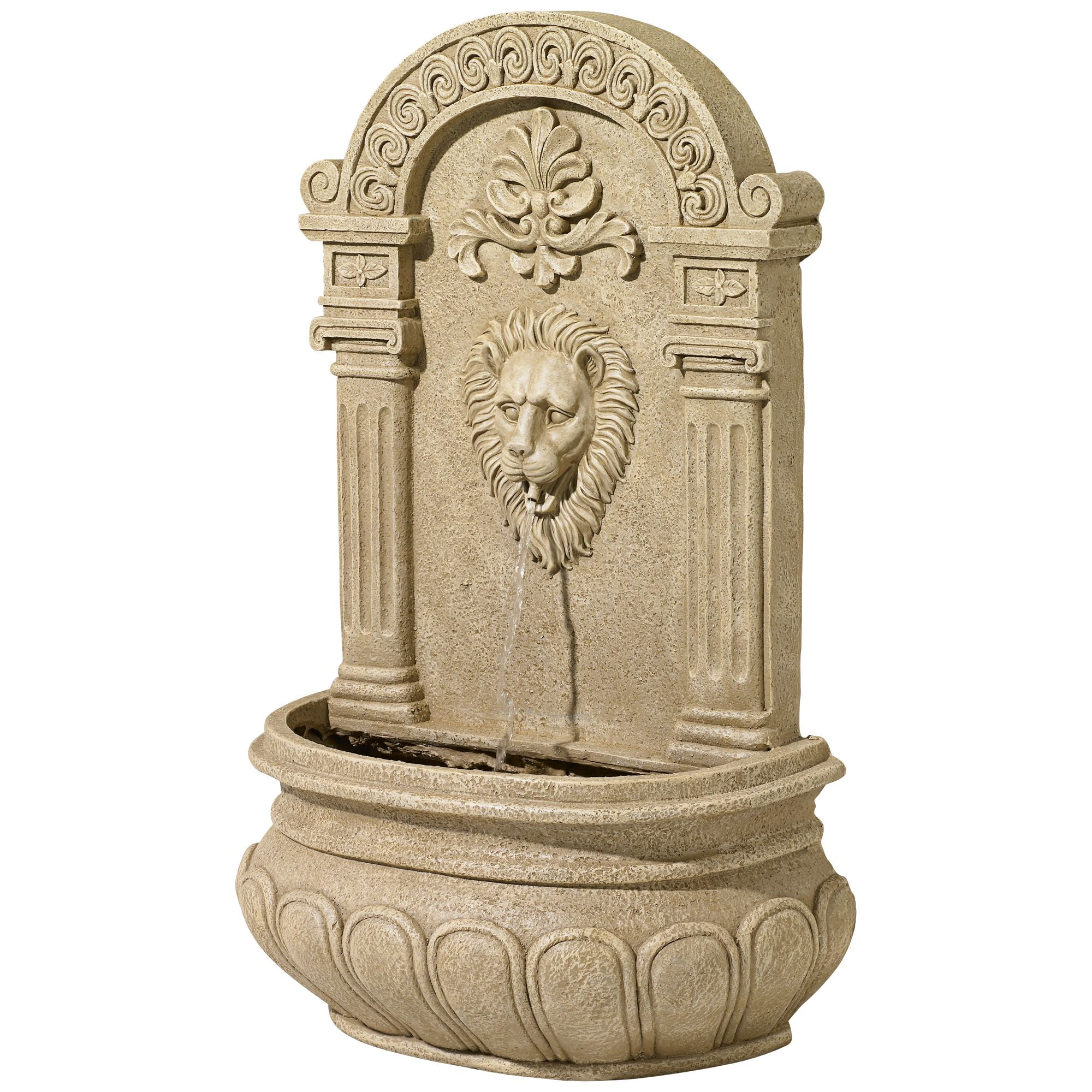 Royal Lion Face 31" High Large Italian Indoor Outdoor Decor Sand Stone Wall Fountain Statue Outside Garden Patio