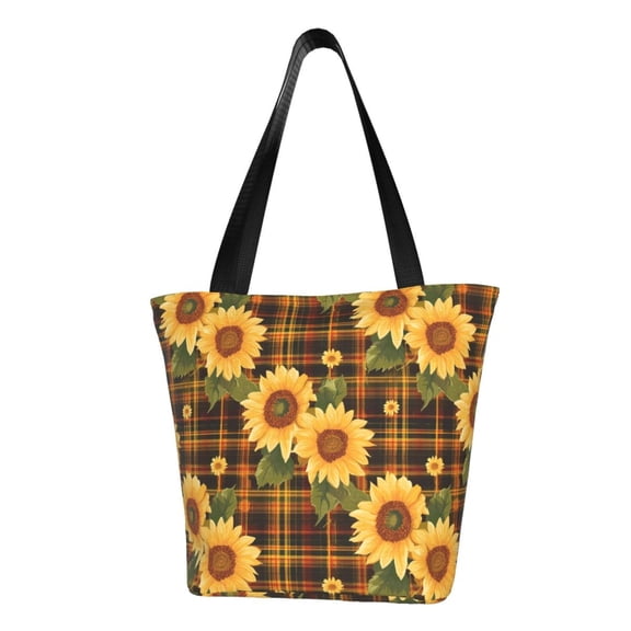Easygdp Yellow Black Plaid Sunflower Shoulder Bags for Women,Crossbody Bags Shoulder Purse Handbag for Women