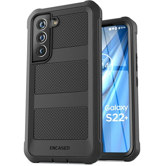 Encased Falcon Designed for Samsung Galaxy S22 Plus, Protective Full Body Phone Case (Black)
