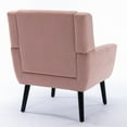 thumbnail image 6 of Mid Century Accent Chair, Button Tufted Upholstered Sofa Chairs, Modern Velvet Ergonomic Armchair for Living Room Bedroom, Reading, Pink, 6 of 7