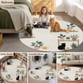 thumbnail image 5 of Japanese Round Area Rug 5Ft Washable Circle Rugs for Living Room Bedroom, Farmhouse Cartoon Cats Green Vegetation Plants Non-Slip Carpet Floor Mats Indoor Outdoor Carpet Runner Aesthetic Home Decor, 5 of 8