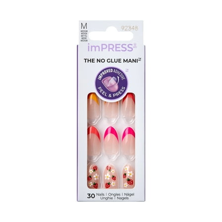 KISS imPRESS No Glue Needed Press On Nails, Design, About Time, Multicolor, Medium Almond, 30 Count