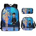 thumbnail image 1 of Wednesday Addams Backpack Three-piece Set Student School Bag Canvas Bag V, 1 of 4