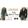 thumbnail image 6 of Fantaslook Deep V Neck Womens Tops Fall Long Puff Sleeve Shirts Dressy Casual Tunic Blouses, 6 of 8