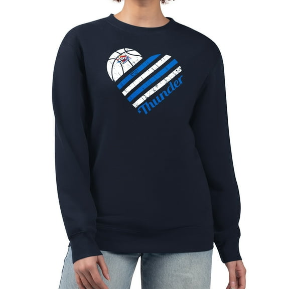 Women's G-III 4Her by Carl Banks  Navy Oklahoma City Thunder Heart Graphic Fleece Pullover Sweatshirt
