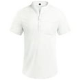 thumbnail image 3 of HAOMEILI Men's Cotton Linen Henley Shirt Short Sleeve Hippie Casual Beach T-Shirts with Pocket, 3 of 6