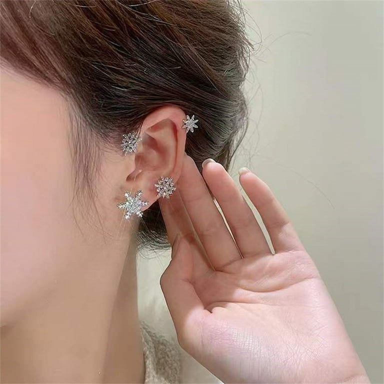 Clip on clearance snowflake earrings