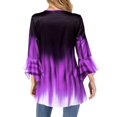 thumbnail image 3 of kurtrusly Gradient Color T Shirt Women Casual Button Round Collar Ruffle Sleeve Blouse Swing Loose Top, 3 of 8