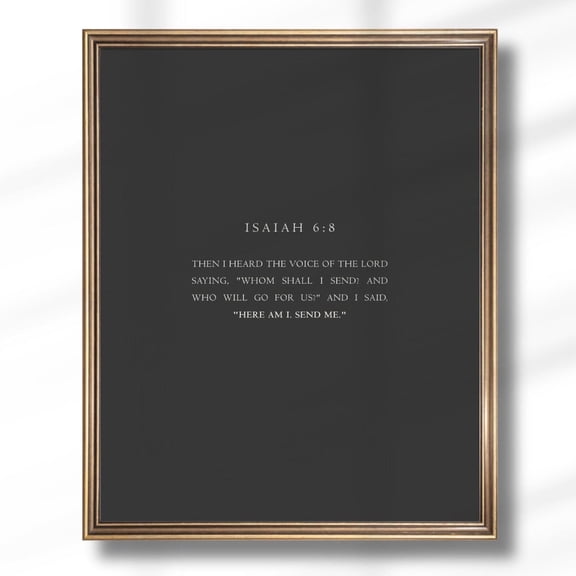 Isaiah 6:8 Wall Art Print, Minimalist Christian Scripture Decor