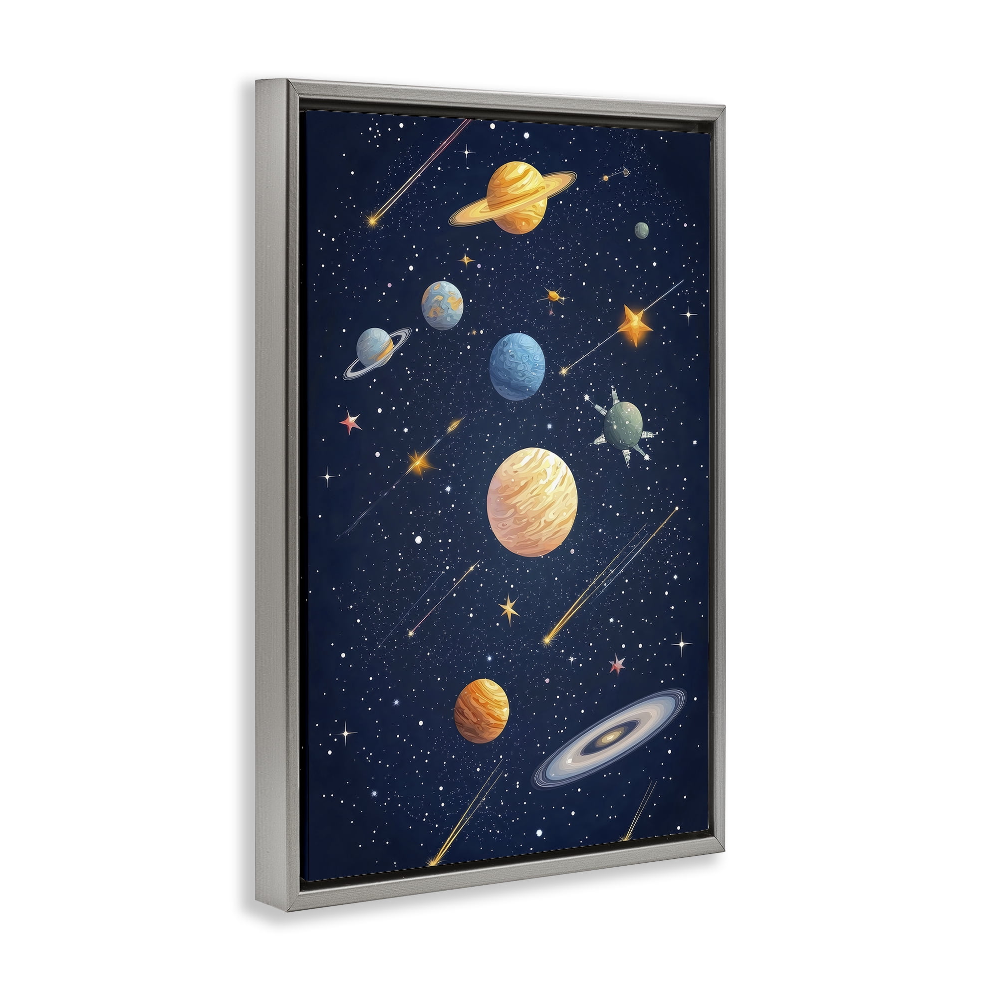 Stupell Industries The Galaxy Composition Gray Framed Floater Canvas Wall Art, design by Creative Studio
