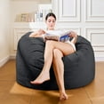 thumbnail image 3 of 4FT Bean Bag Chair, Minimalist Bean Bag with Velvet Cover, Fluffy and Comfy Bean Bag for Adults, Bean Bag Sofa Filled with High-Density Sponge for Gaming (Black), 3 of 10