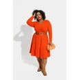 thumbnail image 6 of CASSIE LIZ Plus Size Womens Dresses Casual Orange Fall Sweater Dresses Fashion Midi Elastic Waist Dresses Long Sleeve Elegant V Neck Loose Fit Winter Dress with Pocket XL 14W 16W, 6 of 8