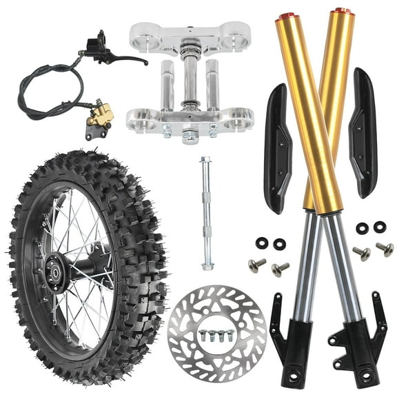 14" Front Wheel Front Forks Suspension 60/100-14 Dirt Bike Tire and Rim 630mm Forks Disc Brake 12mm Axle for Pit Bike Razor SSR Coolster Taotao Apollo 70cc 110cc 125cc