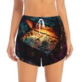 thumbnail image 2 of Susaid Underwater Treasure Chest Print Women's High Waisted Running Shorts Quick Dry Athletic Gym Track Workout Shorts Zip Pocket-Medium, 2 of 7