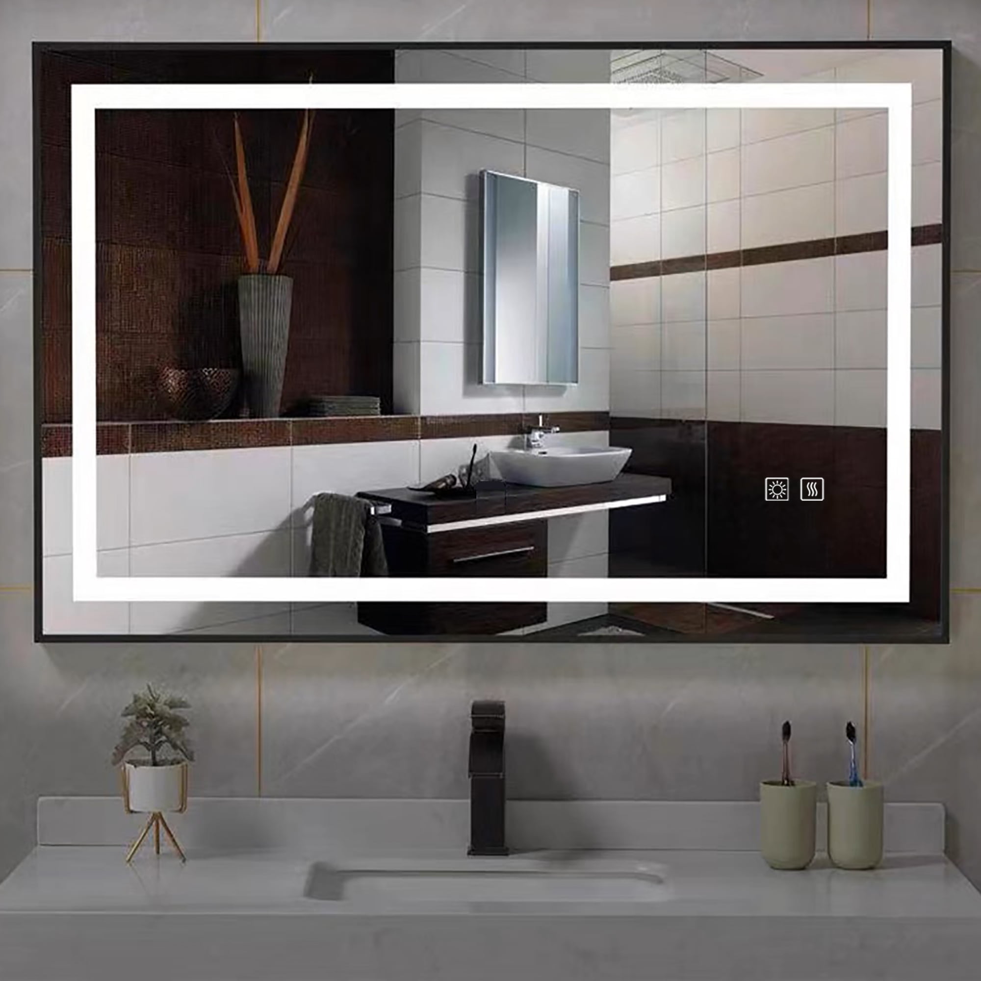 Yulika LED Bathroom Mirror 30x36", Frontlit and Backlit, AntiFog, 3