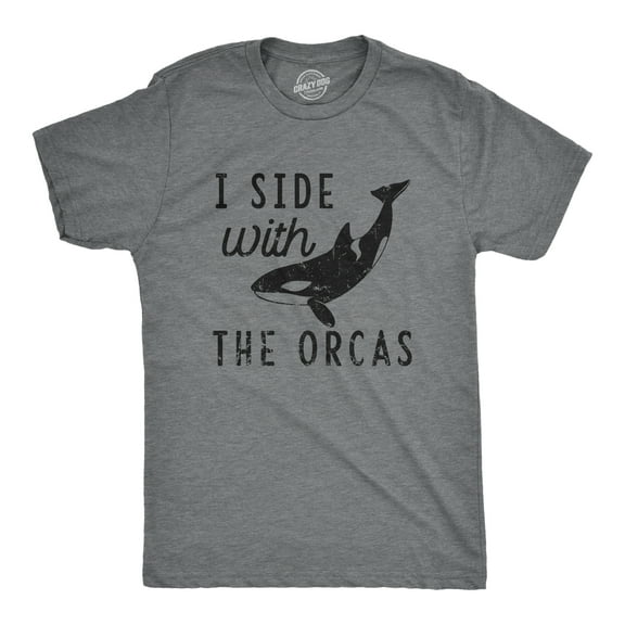 Mens I Side With The Orcas T Shirt Funny Orca Killer Whale Lovers Tee for Guys Graphic Tees