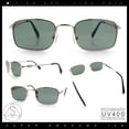 thumbnail image 2 of Retro Hipster Narrow Rectangle Metal Rim Dad Fashion Sunglasses [Gold - Green], 2 of 8