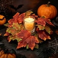 thumbnail image 1 of Corona de velas con forma de hoja de arce para Halloween, decoración de mesa de comedor de estilo europeo con velas – Centro de mesa de flores artificiales con portavelas festivo, 1 of 6