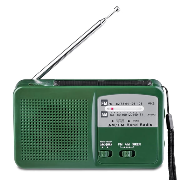 FM/AM Radio Solar Hand Crank Self Powered Radio Multifunctional Portable Emergency Radio with Flashlight Green,1 x Portable Radio 1 x USB cable,Green