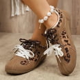 thumbnail image 4 of SCHUHLAND Women's Leopard Mix Color Lace-Up Sneakers, Round Toe, Low Heel, Soft Sole Casual Shoes, Brown, Size 36-43, 4 of 16