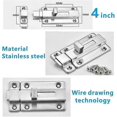 thumbnail image 2 of Door Bolts, 2 Pieces 4 Inch Stainless Steel Security Door Latches with Screws for All Types of Internal Doors, 2 of 5