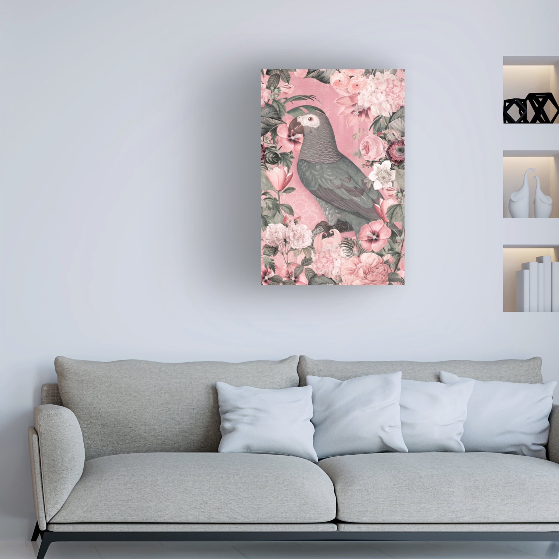 Trademark Fine Art Andrea Haase The Parrots Paradise Garden Pastel Pink Canvas Wall Art