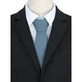 thumbnail image 4 of INSPIRE CHIC Men's Solid Denim Self-tied Necktie Skinny Narrow Slim 2.4" for Wedding Business Casual One Size Light Blue, 4 of 5