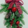 thumbnail image 6 of 21.6 In Artificial Christmas Teardrop Swag Wreath - Pine Swag with Bowknot, Berries & Pinecone, Christmas Wreath, Greenery Cedar Drop Wreath, for Door Wall Fireplace, 6 of 9