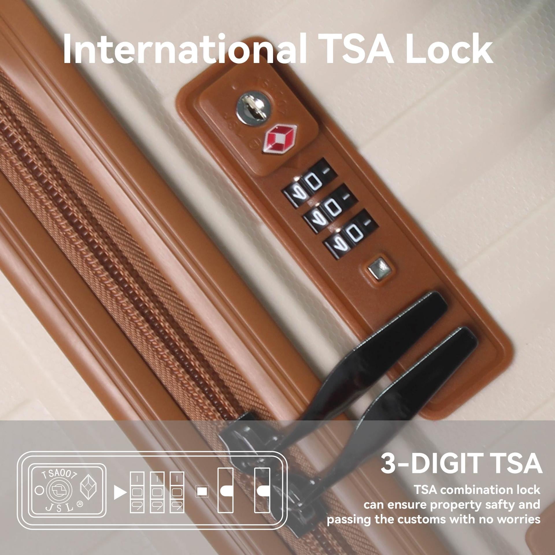 3-Piece Hardside Spinner Luggage Set with TSA Lock, Durable PP Nested Suitcase (20/24/28in)