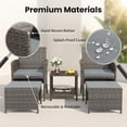 thumbnail image 6 of UDPATIO Balcony Furniture 5 Piece Patio Furniture Set, Outdoor Grey Wicker Chairs with Ottoman, Grey, 6 of 9