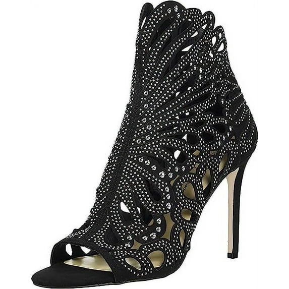 Jessica Simpson Jayley Black Side Zipper Open Toe Stilleto High Heel Sandals