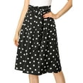 thumbnail image 5 of Unique Bargains Women's Polka Dots Belted Elastic Waist Vintage Midi A-Line Skirt S Black-Polka Dot, 5 of 7