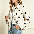 thumbnail image 5 of Lutiedan Women's Polka Dot Cropped Jacket Waterproof Button Front Collared Outerwear Casual Baggy Streetwear Jacket S-3XL, 5 of 7